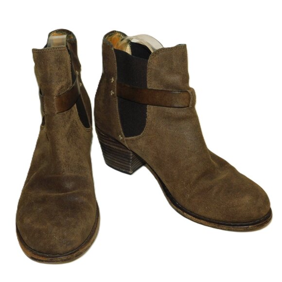 Rag & Bone Durham Burnished Suede Stretch Chelsea Ankle Booties Boots Size 37 - Picture 1 of 12